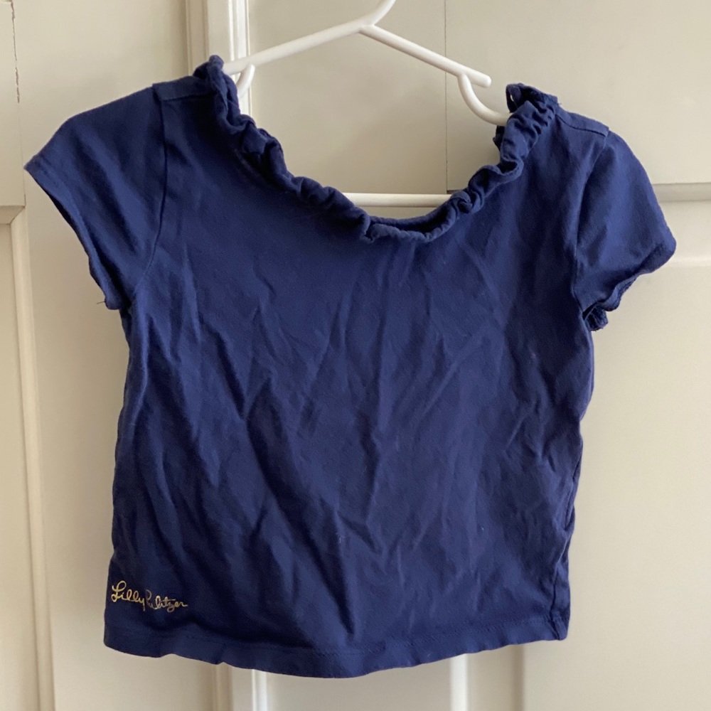 Lilly Pulitzer XS Navy Ruffled T Shirt